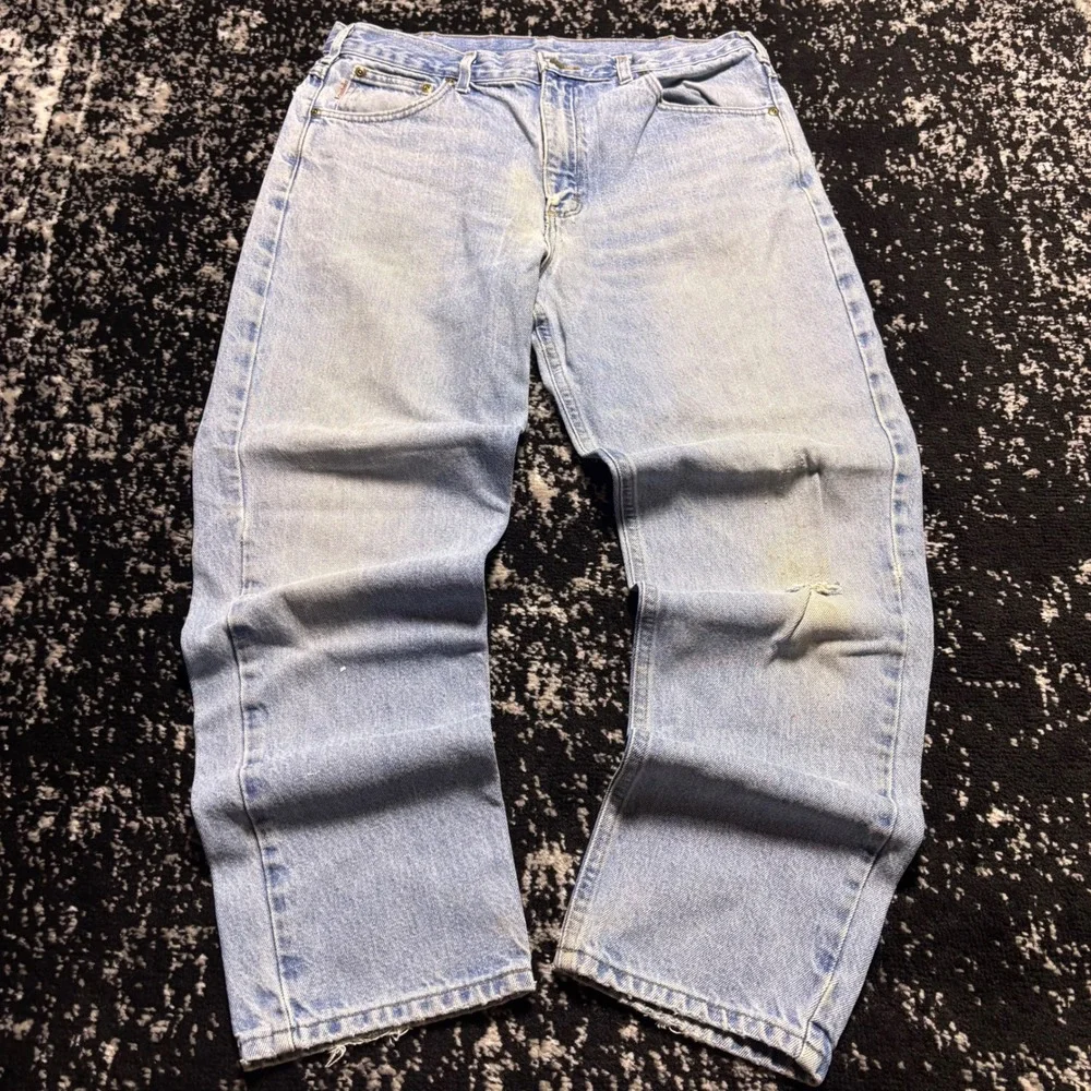 Carhartt B18 STW Traditional Fit Light Wash Denim Jeans Mens 36x30 Distressed